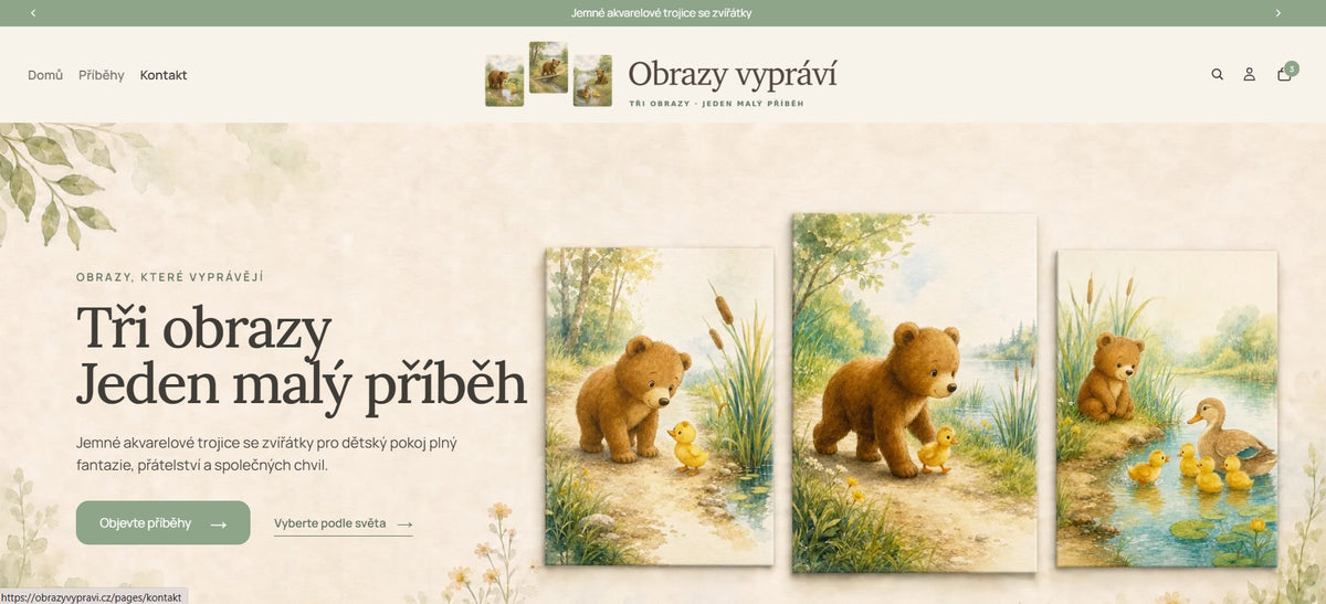 Hotový automatizovaný POD e-shop ObrazyVypráví.cz