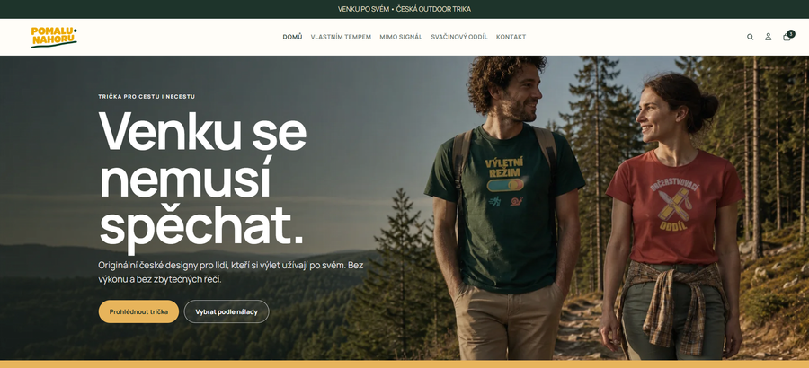 Hotový POD e-shop PomaluNahoru.cz